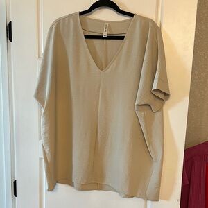 Zenana Outfitters Beige V-Neck Blouse